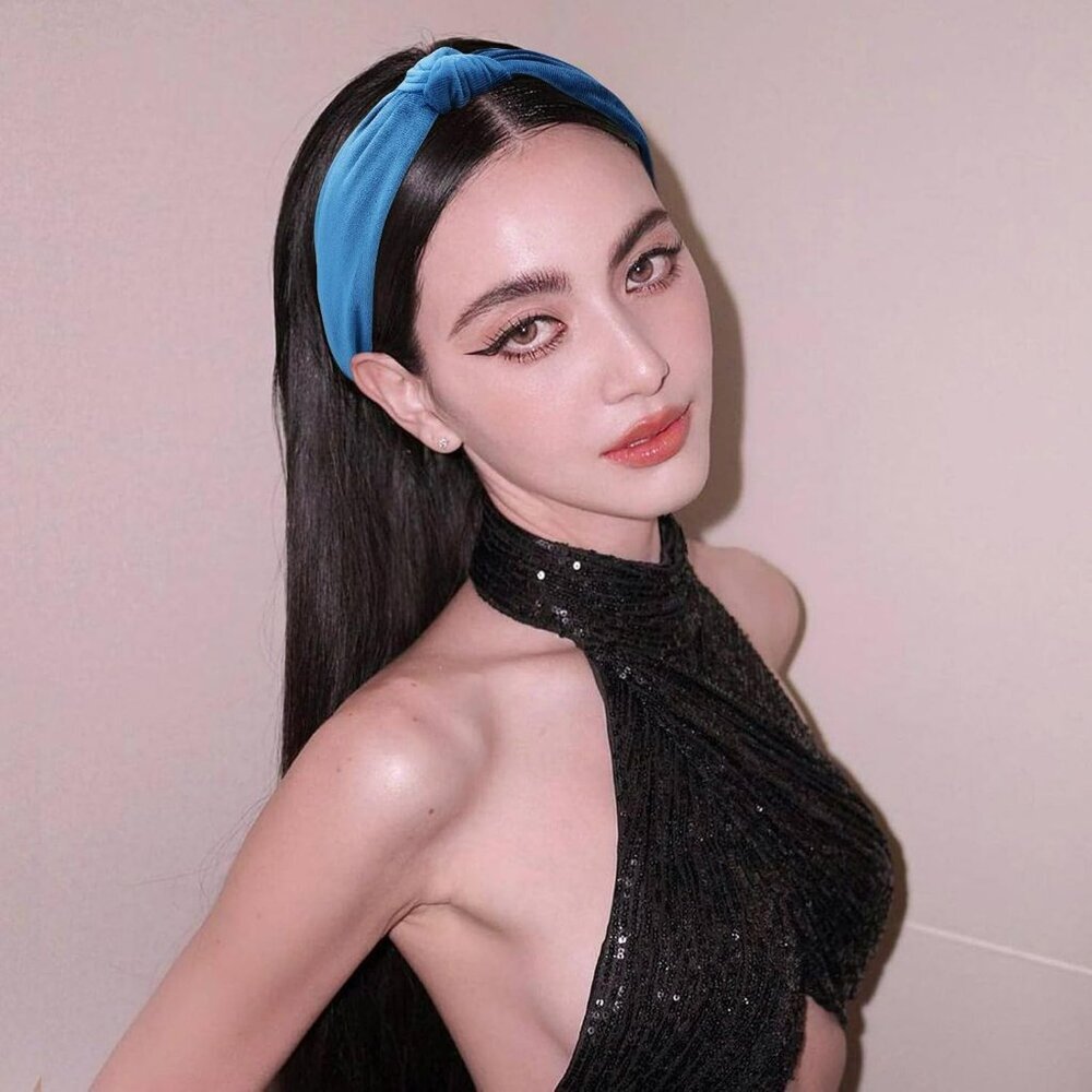 Pearl Headbands with Beads: White, Pink, Red, Blue Knotted Wide Top Knot Hair Ac - Picture 3 of 9